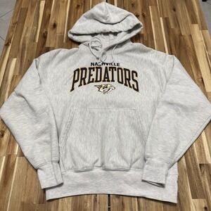 Nashville Predators Hoodie Mens M‎ Gray Champion Reverse Weave NHL Hockey